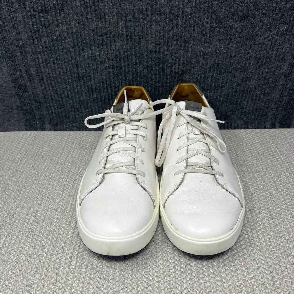 Olukai Waialae Golf Shoes Spikeless White Leather Mens Size 15 Lace Up Low Top